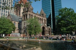 Trinity Church in Boston During The Summer