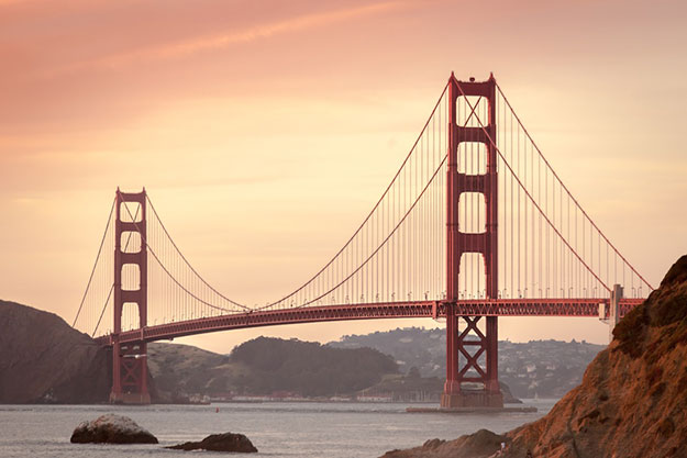 Golden Gate Bridge in San Francisco at Sunset