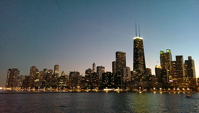 Chicago Skyline at Night From Lake Michigan