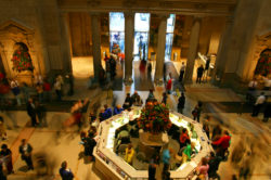 overhead view of met museum visitors in new york