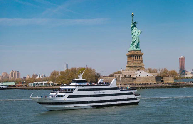 New York Lunch Cruise in Front of Statue of Liberty